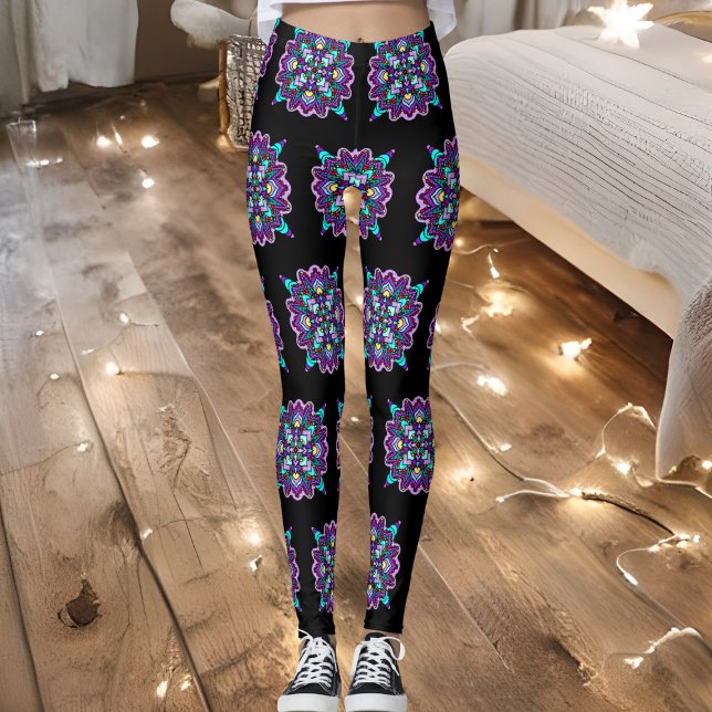 Leggings Jolie couleur violet Mandala Mystique (Créateur téléchargé)