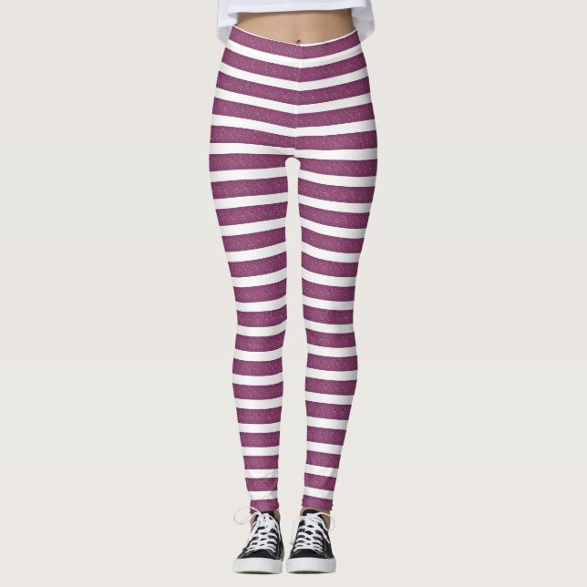 Leggings Jolie fille adorable, Glitterie rayée (Devant)