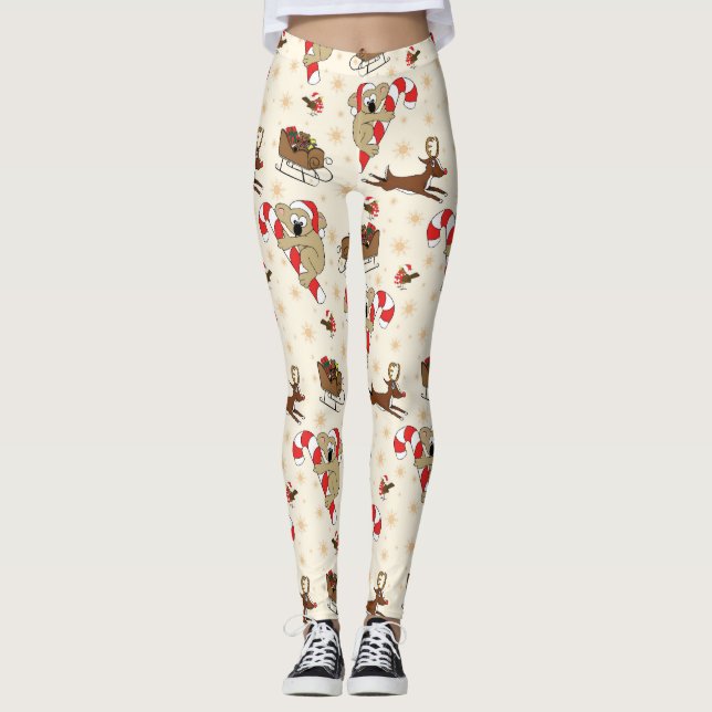 Leggings Jolie Père Noël Sloth Joyeuses Vacances (Devant)