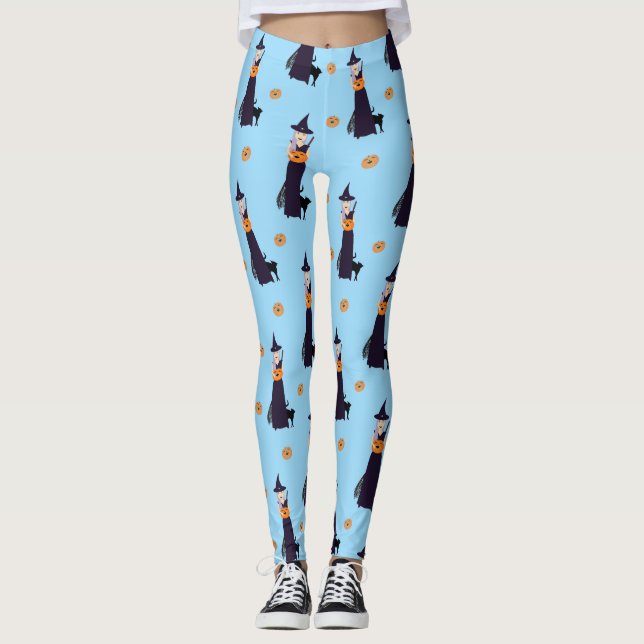 Leggings Jolie sorcière d'Halloween, Citrouille heureux et  (Devant)