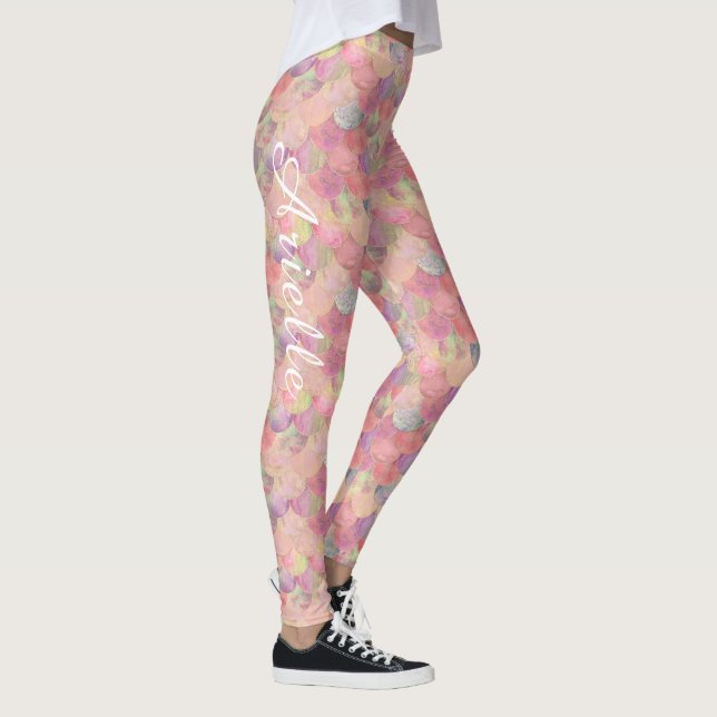 Leggings Jolie taille de poisson de sirène filles roses (Droite)