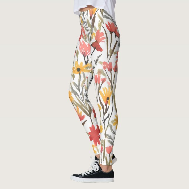 Leggings Jolies fleurs d'aquarelle Motif Botanique Floral (Gauche)