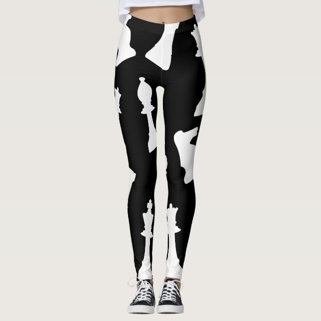 Leggings Jolies pièces de jeu d'échecs (Devant)