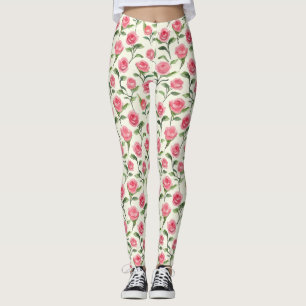 Leggings Jolies Roses Crème Roses Florales