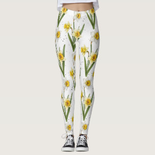 Leggings Jonquille Floral de Printemps en Jaune et Vert 2