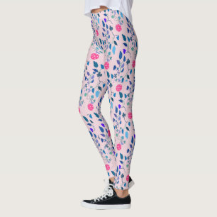 Leggings Joueur de basket-ball rose et bleu Floral