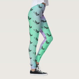 Leggings Joueur de tennis écureuil vert et violet Motif