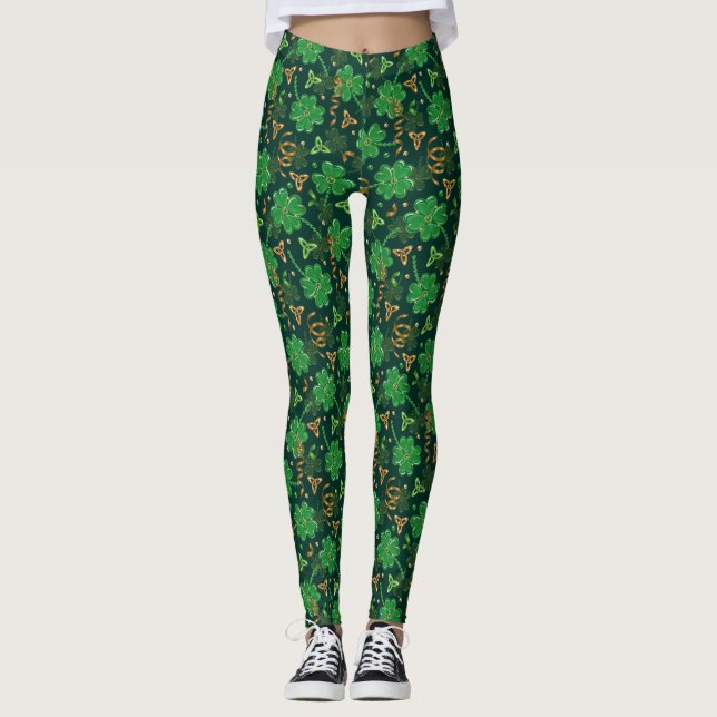 Leggings Jour de la Saint Patrick Celtic Triskele Trefoil S (Devant)