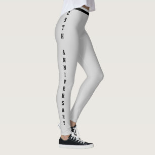 Leggings Jour de l'anniversaire personnalisé Argent Noir Mo