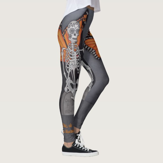 Leggings Jour des légendes du squelette mort Peinture perso (Droite)