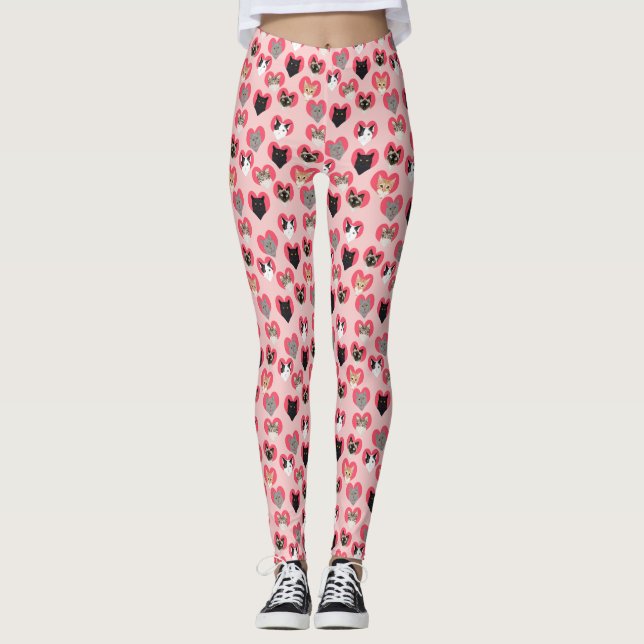 Leggings Jour des Valentines Léggations de chats (Devant)