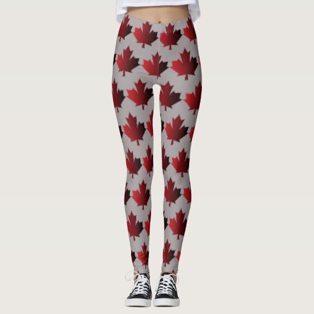 Leggings Jour du Canada Légumineuses canadiennes de feuille (Devant)