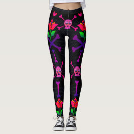 Leggings Jour du crâne mort et des hérons d'os