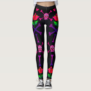 Leggings Jour du crâne mort et des hérons d'os