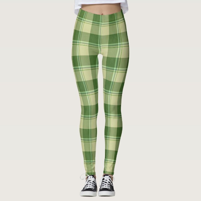 Leggings Journée de la Saint Patrick à Plaid Vert (Devant)