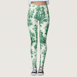 Leggings Jouy de toile vintage fleurie verte
