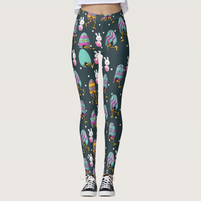 Leggings Joyeuse journée de Pâques - Drôle Lapin Souhaite M (Devant)