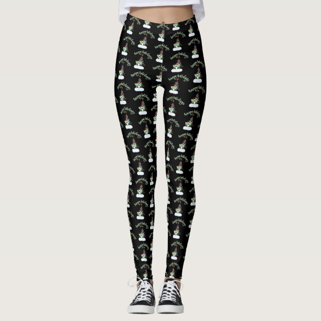 Leggings Joyeux et Noël magique avec un Twist Dragon (Devant)