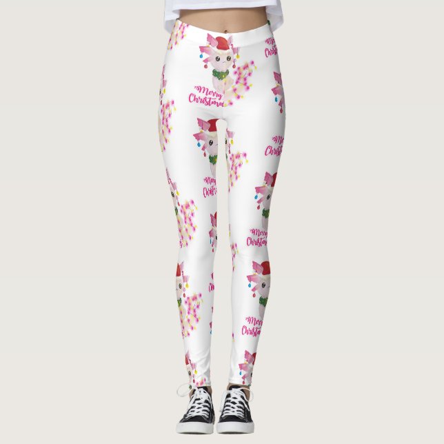 Leggings joyeux Noël axolotl père Noël (Devant)
