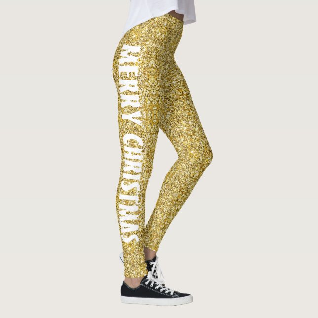 Leggings Joyeux Noël classique Parties scintillant or (Droite)