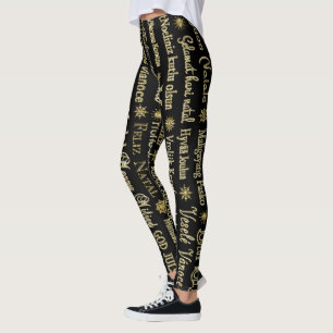 Leggings Joyeux Noël différentes langues Parties scintillan