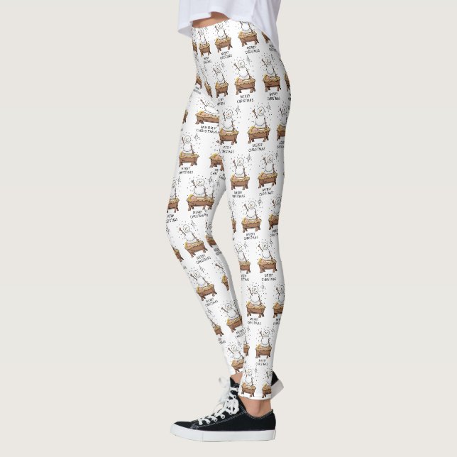 Leggings Joyeux Noël Nativité bébé Jésus Snowman (Gauche)