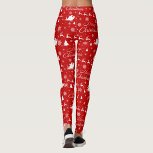 Leggings Joyeux Noël Rouge & Blanc Motif Long