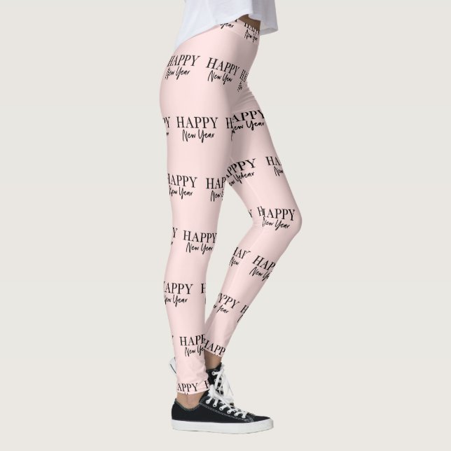 Leggings Joyeux Nouvel An Tendance rose et noir (Droite)