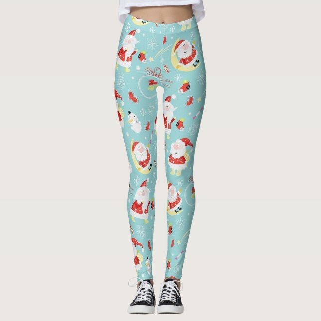 Leggings Joyeux Père Noël Et Frosty (Devant)