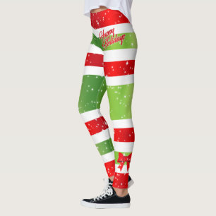 Leggings Joyeux texte de fêtes avec rubans et neige