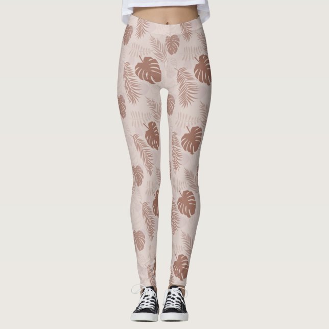 Leggings Jungle Monstera Mocha Mousse Beige (Devant)