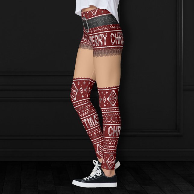 Leggings Jupe courte rouge moche Festive Sweater | Peau moy (Créateur téléchargé)