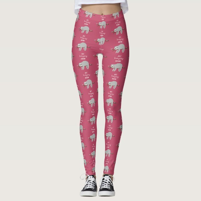 Leggings Juste accrocher autour de la paresse amusante (Devant)