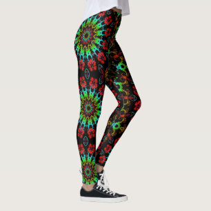 Leggings Kaleidoscope Fractal Hibiscus Flowers II