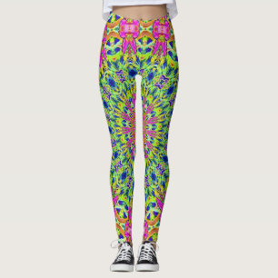 Leggings Kaléidoscope rose/vert Éclats
