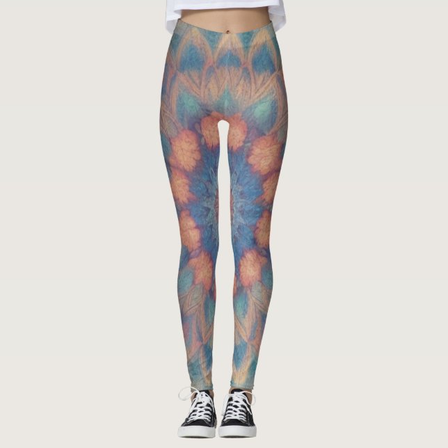 Leggings Kaleidoscopique psychédélique colorée symétrique (Devant)