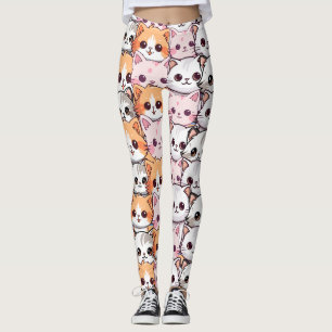 Leggings Kawaii Chat félin Kitten visage animal de compagni