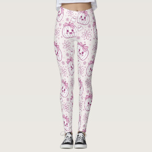 Leggings Kawaii Citrouilles, Fantômes & Fleurs