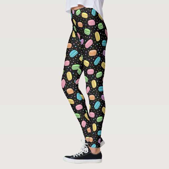 Leggings Kawaii Food Pastel French Macarons Pattern (Gauche)