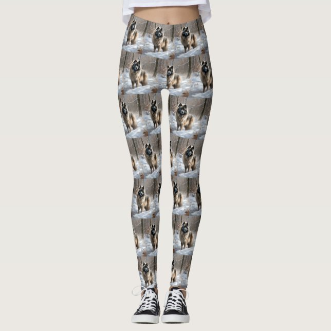 Leggings Keeshond Qu'Il Neige Noël (Devant)