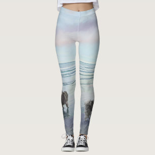 Leggings Keeshonds at the Seashore Peinture Dog Art