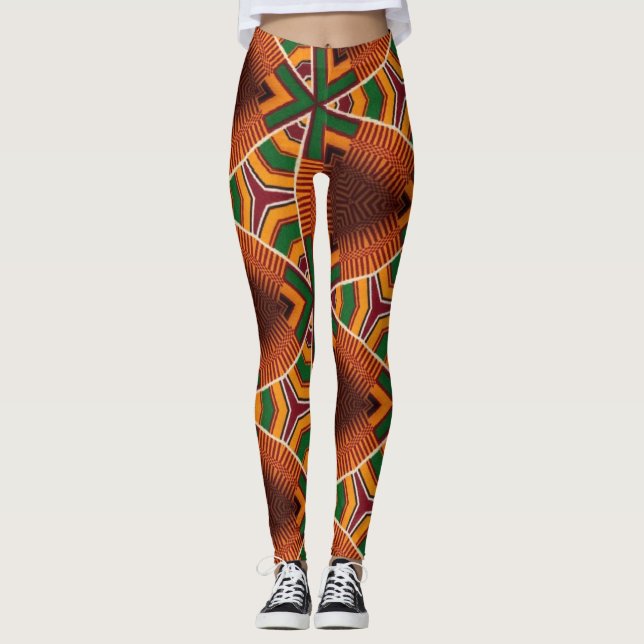 Leggings Kente Géométrie Kwanza Afrocentric (Devant)