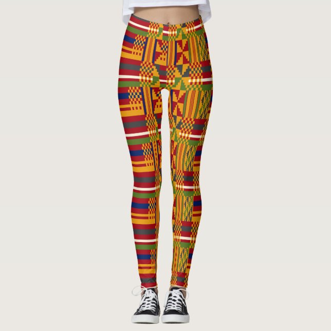 Leggings Kente Motif ethnique - Textile africain dynamique (Devant)