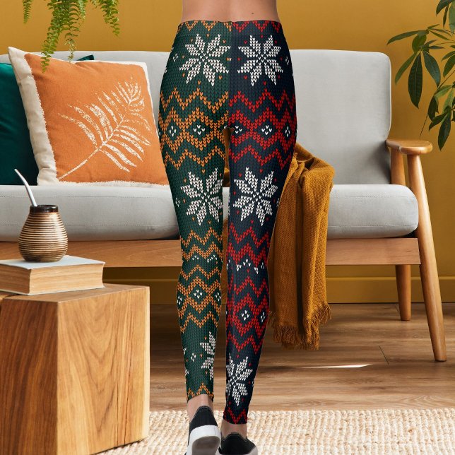 Leggings Knitted Christmas And New Year Flower Pattern Mom (Créateur téléchargé)