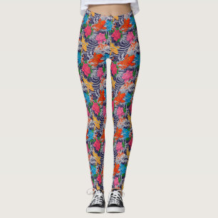 Leggings Koi Fish Tatouage Japonais Avec Modèle Floral Vagu