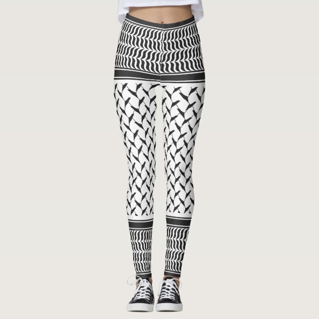 Leggings Kuffiya en Jordanie noir et blanc (Devant)