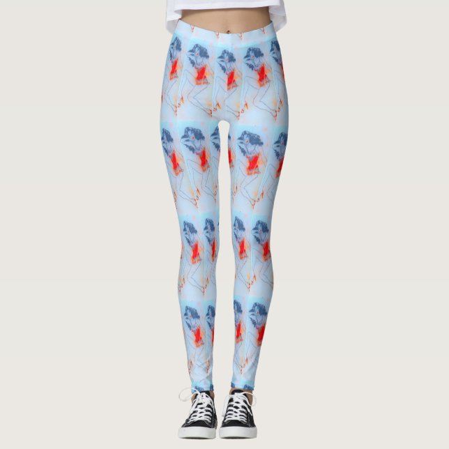 Leggings la beauté aux cheveux noirs blanc (Devant)