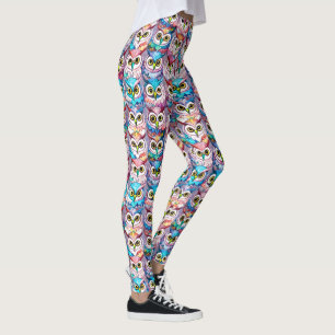 Leggings La chouette fait face à des oiseaux nocturnes moti