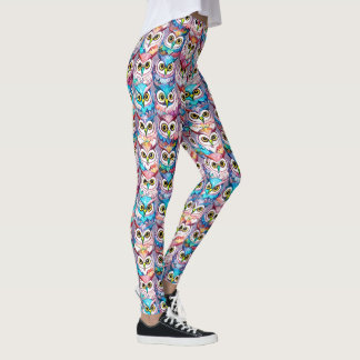Leggings La chouette fait face à des oiseaux nocturnes moti