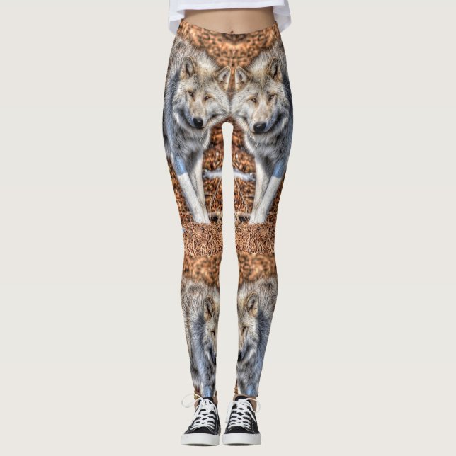 Leggings La faune du loup blanc arctique (Devant)